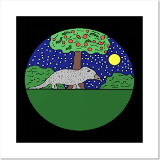 pixel art pangolin under apple tree Posters and Art